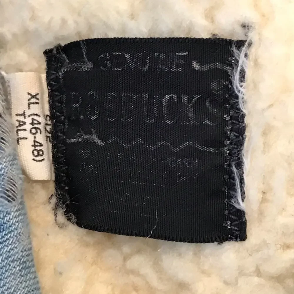 Vintage Roebuck’s Sherpa Jean Work Vest Blue Size XLarge